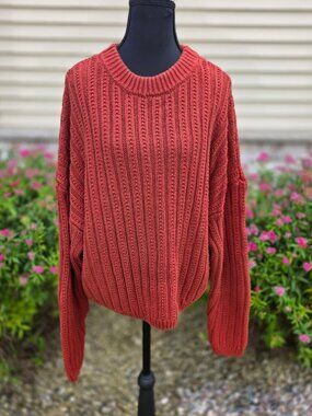 Universal Thread XXL Rust Orange Chunky Ribbed Knit Sweater